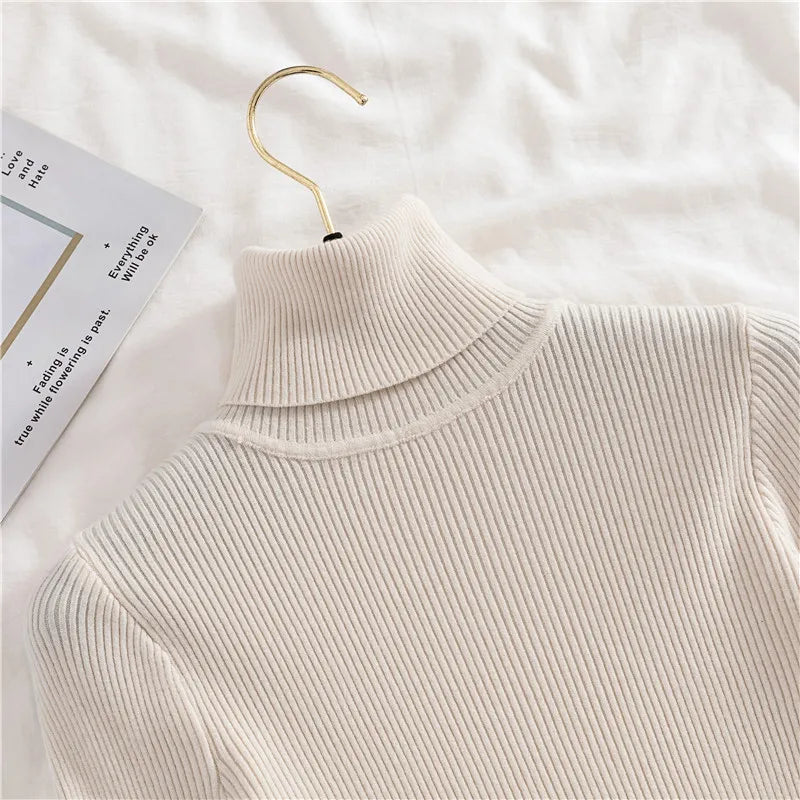 Women Fall Turtleneck Sweater Knitted Soft Pullovers Cashmere Jumpers Basic Soft Sweaters For Women Autumn Winter