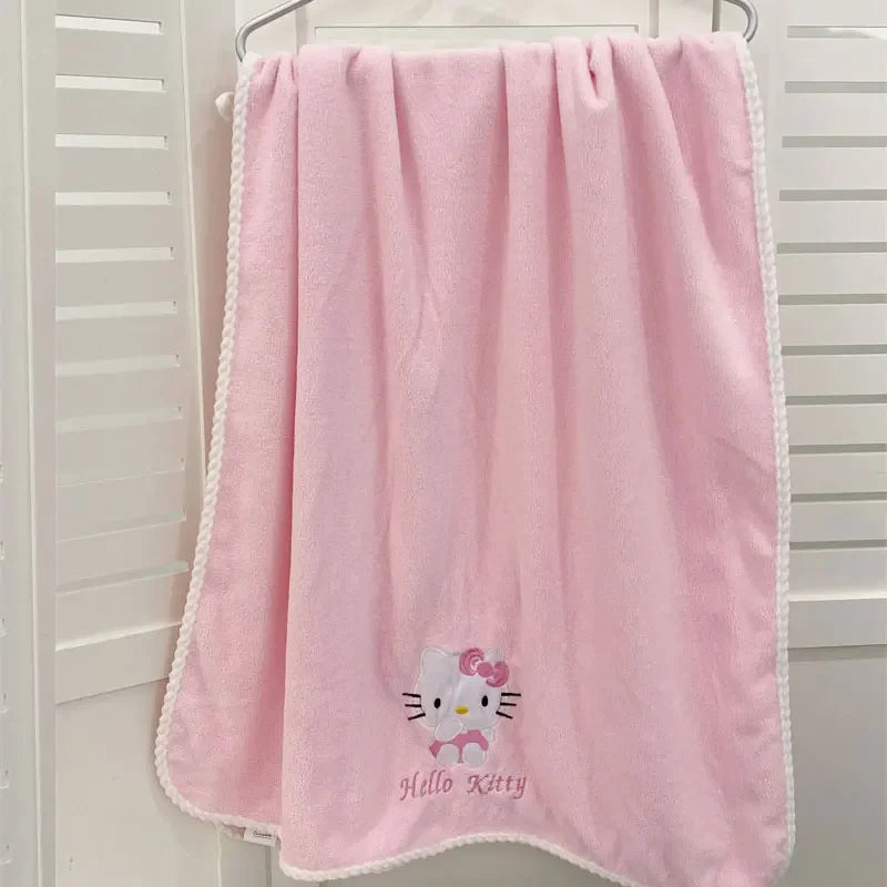 Sanrio Hello-kitty Anime Body Bath Towel Black Beauty Melody Soft Face Hand Microfiber Towel Fitness Sports Spa Bathrobe