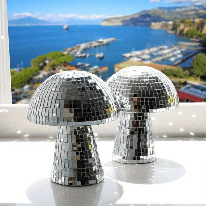 Mushroom Disco Ball Mirror Reflective Mushroom Ornament Decoration