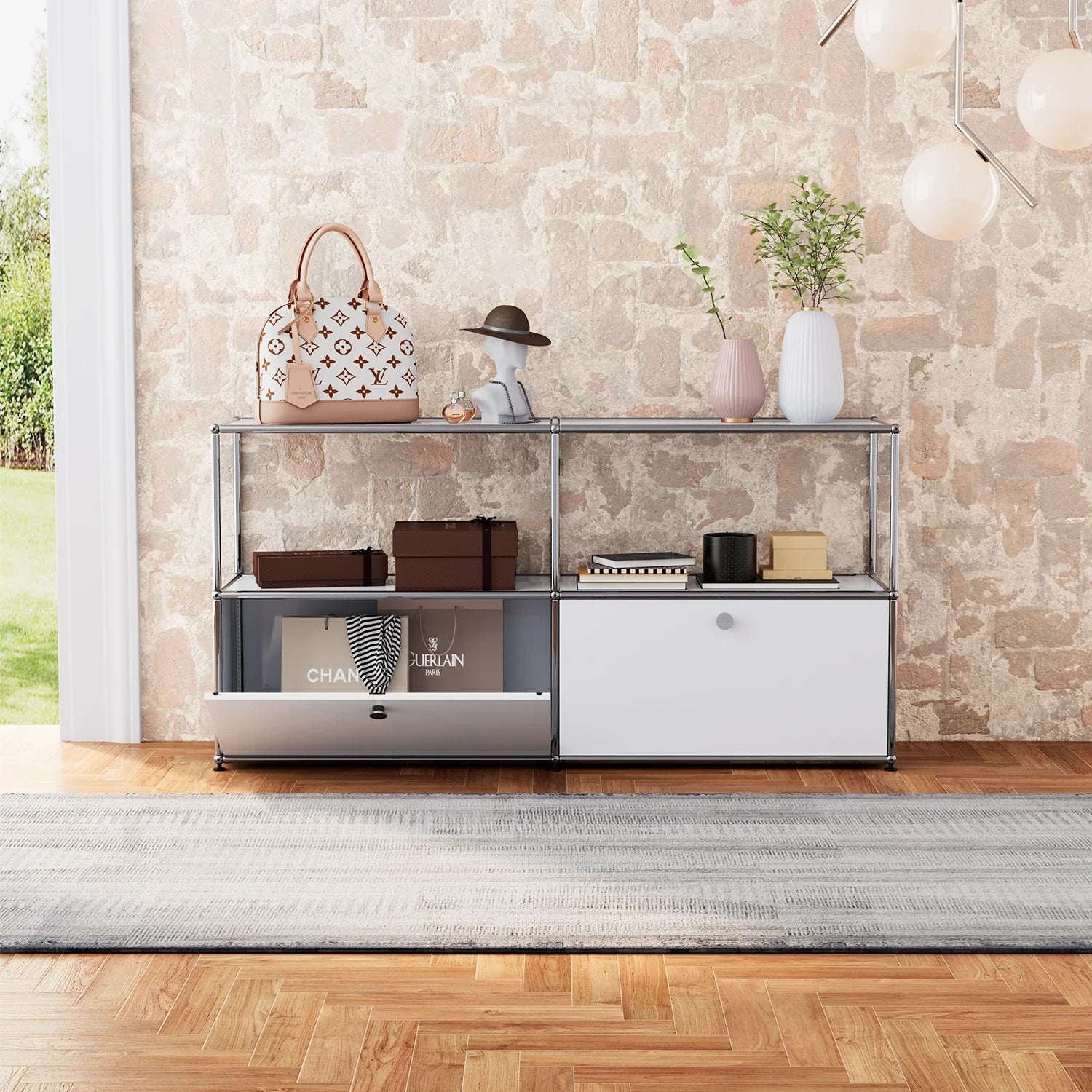 Storage Cabinet Module Furniture Haller Storage Shelf Sideboard Living Room Furniture Bed Side TableNight Stand Cabinet Home Use