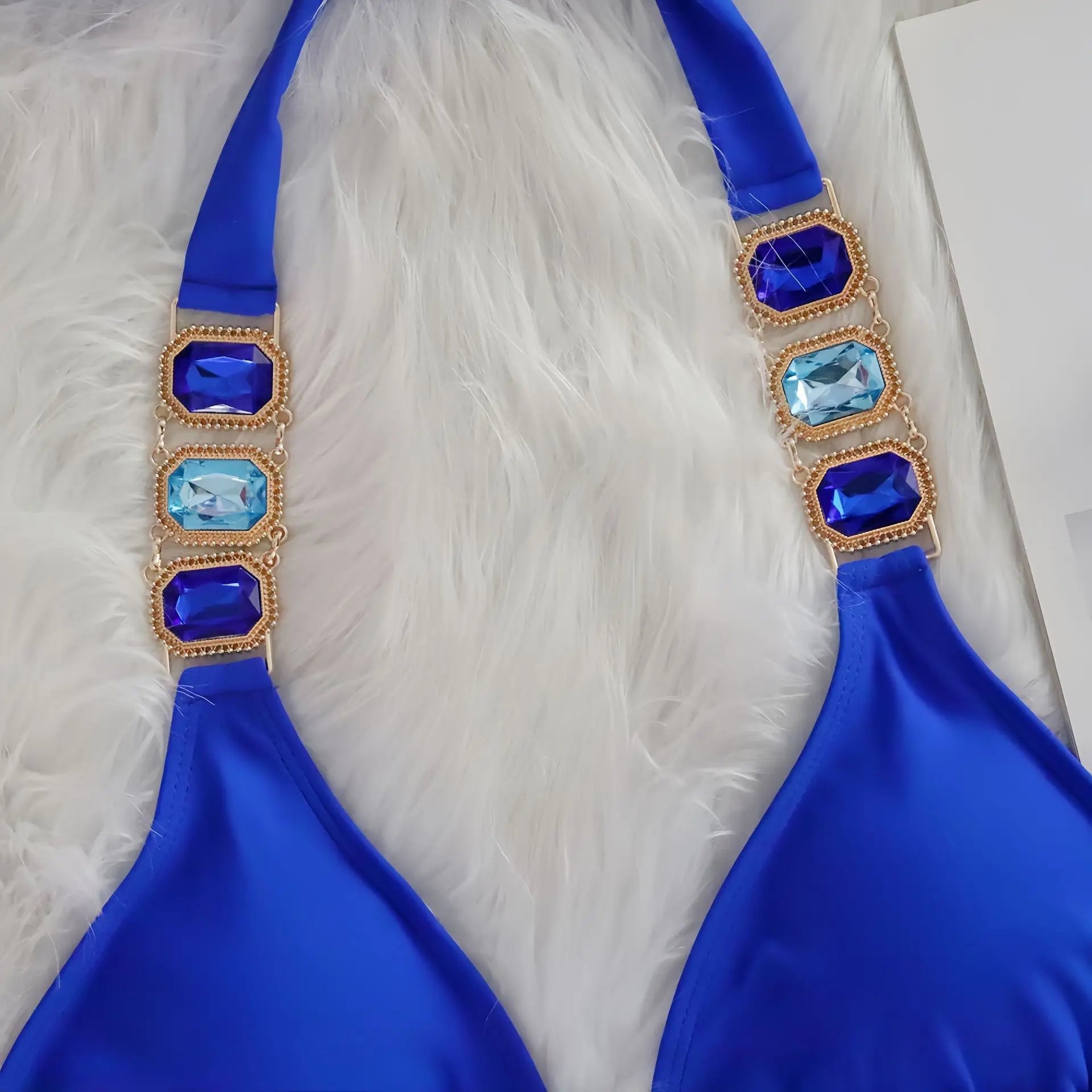 Sexy Rhinestone Bikini Set Women Luxury Pink Crystal Diamond Push Up Bandage Thong Swimsuit