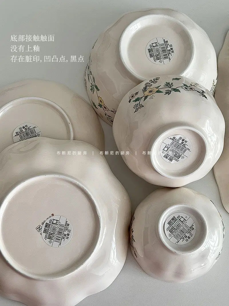 Ceramic Floral Bowl Plate Set