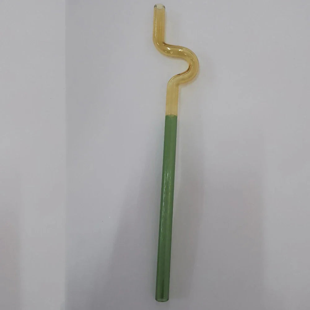 Color Glass Straw Straight Bend Straw Stick Color Contrast Reusable