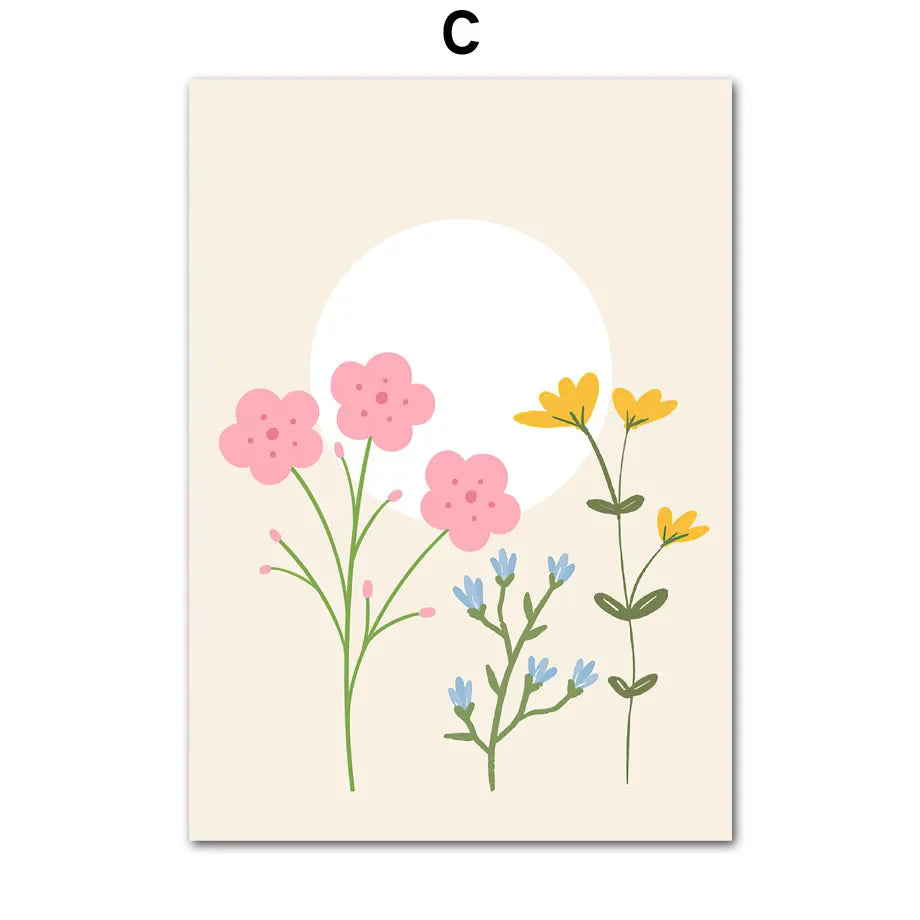 Pink Matisse Flower Market Bauhaus Cocktail Abstract Gallery Wall Art Canvas Painting Poster Print Picture