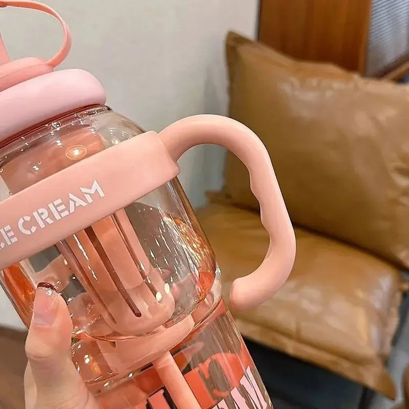 Sanrio Water Cup Hello Kitty  Anime Straw Cup Cartoon Cute Large Capacity Outdoor Activities Portable Tea Separation | 1300ML