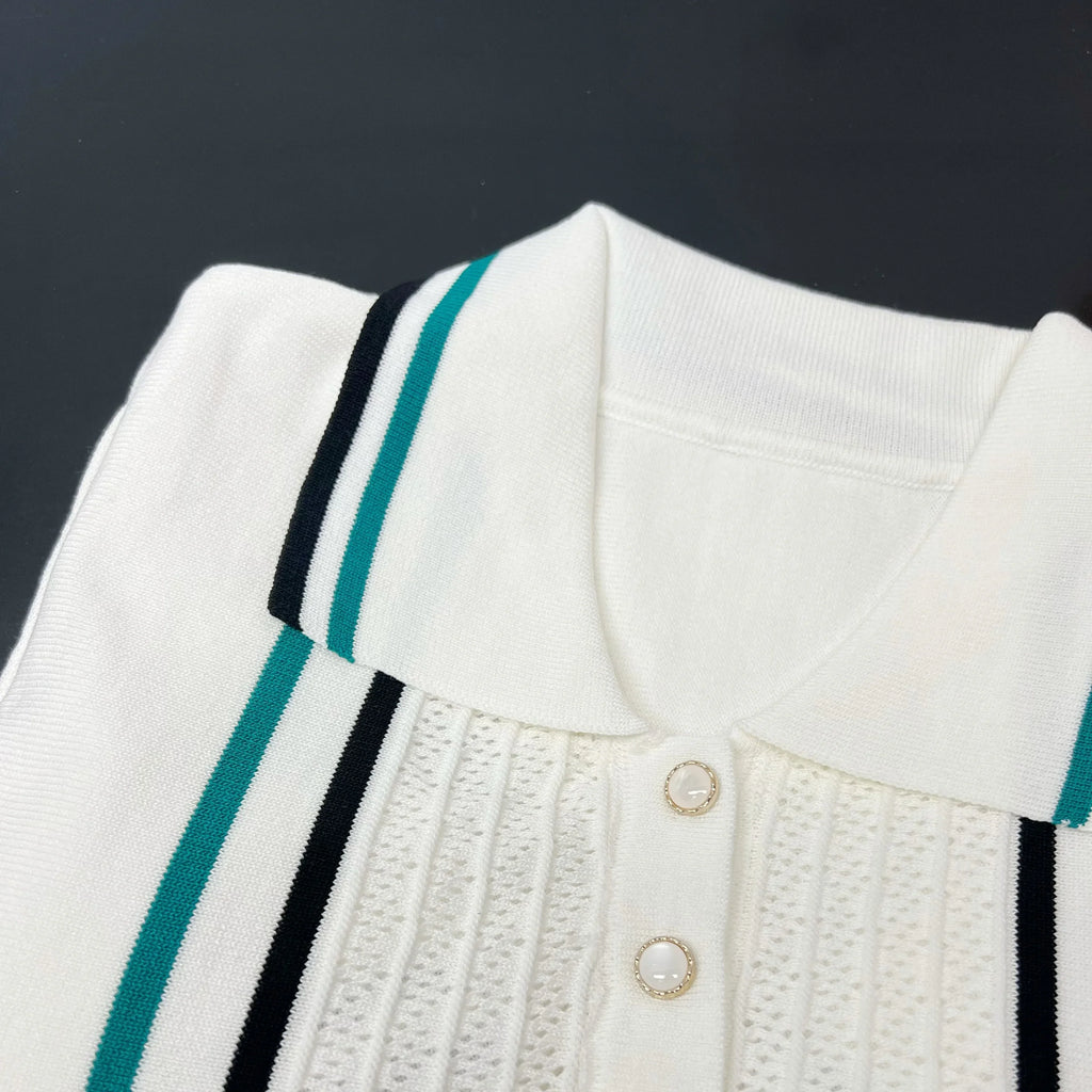 Chic Fashion Sexy Package Hips Knitted Mini Dress - Summer Vintage Turn-down Collar Ruffled Party Dress Streetrwear