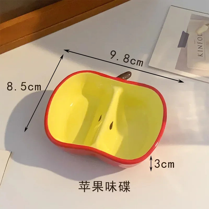 Cute Ceramic Dish Plates Fun Fruit Shape Snack Plate - Serving Small Plate