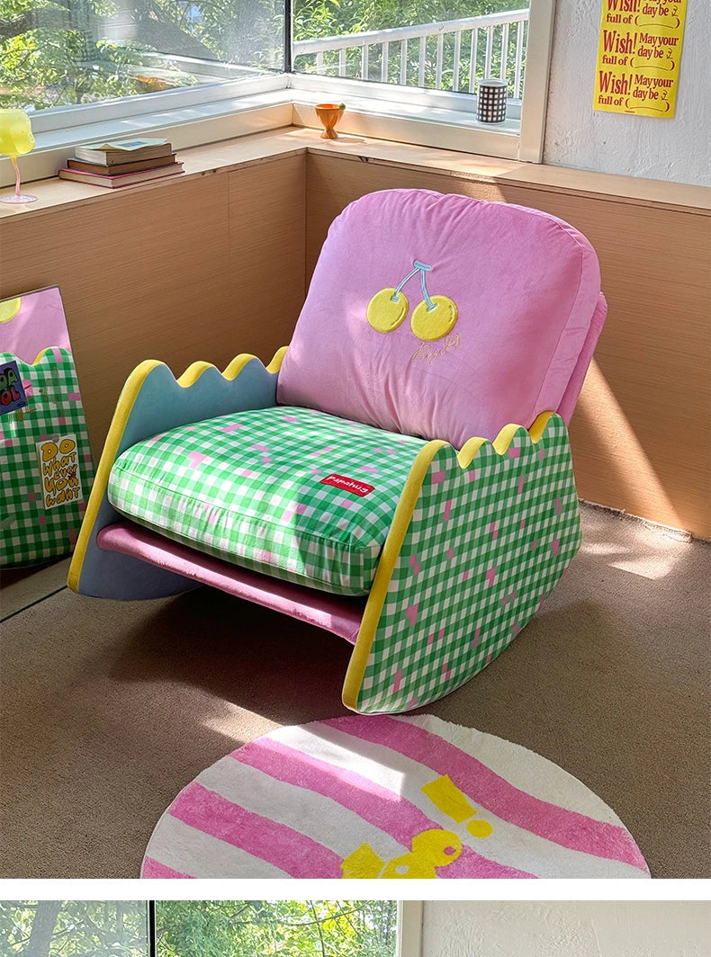 Modern Living Room Chairs Fabric Garden Relax Rocking Chair Lounge Bedroom Comfy Home Furniture