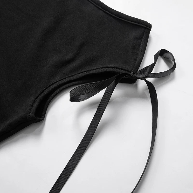 Summer Solid Color Sexy Off Shoulder Tops Lace Up Sleeveless T-Shirt Casual Slim Crop Top  Black Short Sleeve Women