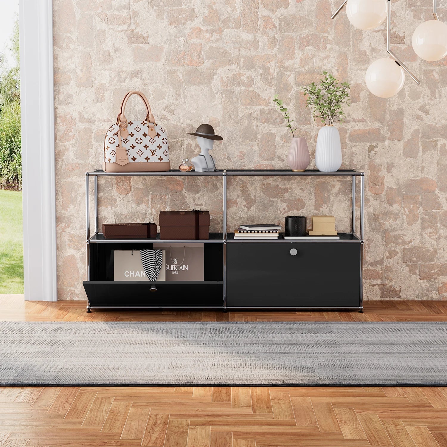 Storage Cabinet Module Furniture Haller Storage Shelf Sideboard Living Room Furniture Bed Side TableNight Stand Cabinet Home Use