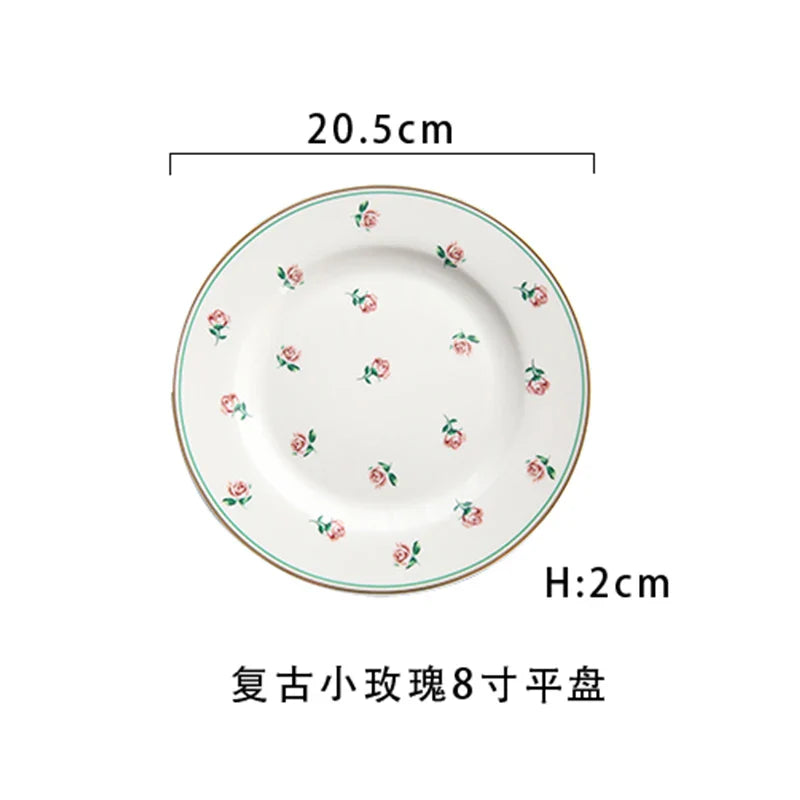 Floral Luxury Ceramic Teapot, Cup, Dessert Plate