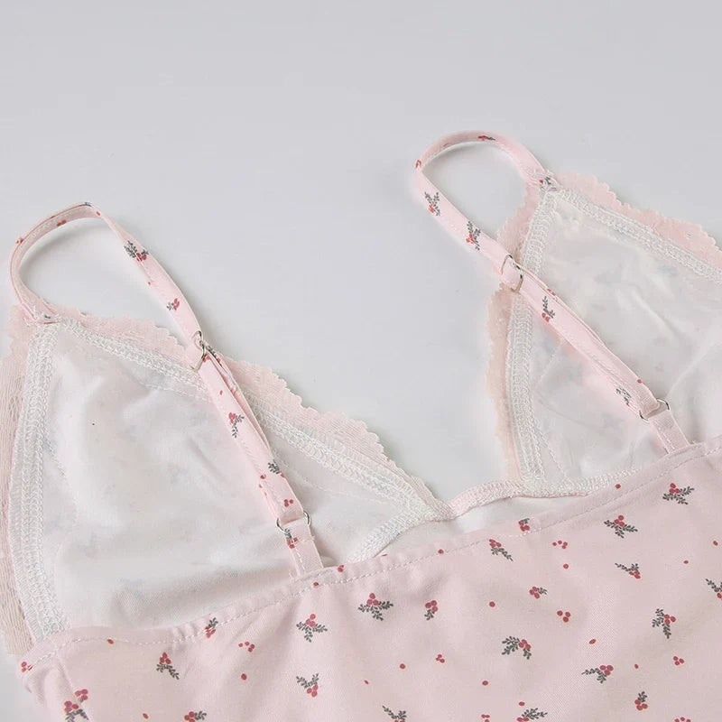 Floral Print Women's Set Camisole + Short Pants