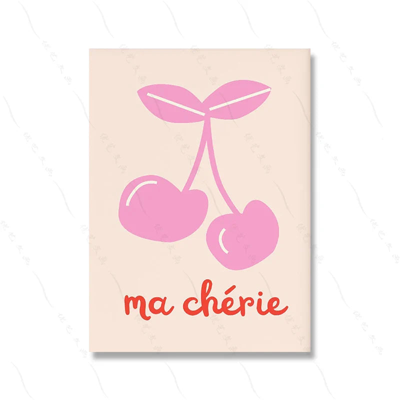 Pink Preppy Poster Print Dopamine Wall Art Pictures Danish Dorm Room Decor Colorful Canvas Painting Trendy Art Murals Decoration