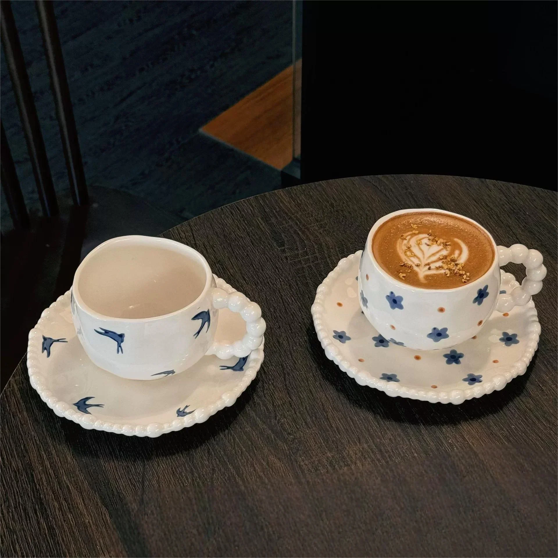 French Ceramic Hummingbird Print Cup & Saucer