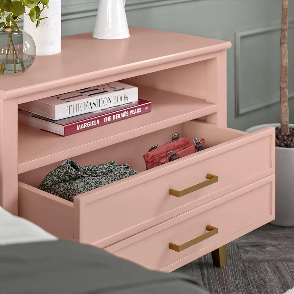 Westerleigh Wide Nightstand, Pale Pink