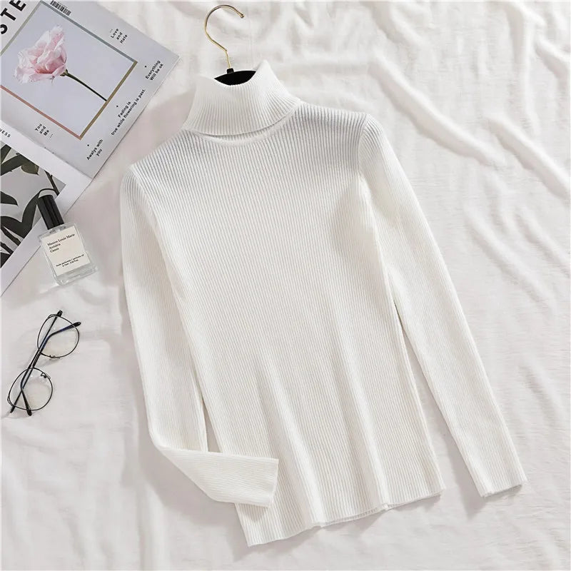 Women Fall Turtleneck Sweater Knitted Soft Pullovers Cashmere Jumpers Basic Soft Sweaters For Women Autumn Winter