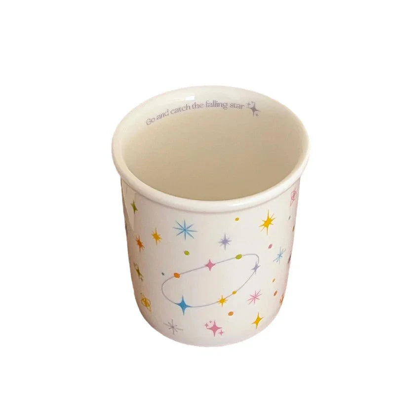 Colorful Polka Dot Smiling Face Holding Ceramic Cup