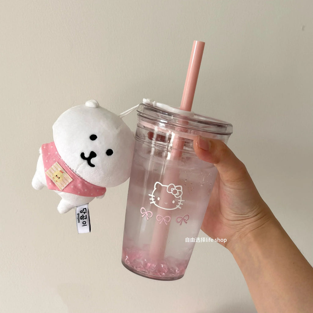 New Cartoon Kawaii Kitty Straw Cup With High Value And Lovely High-Temperature Resistant Large-Capacity