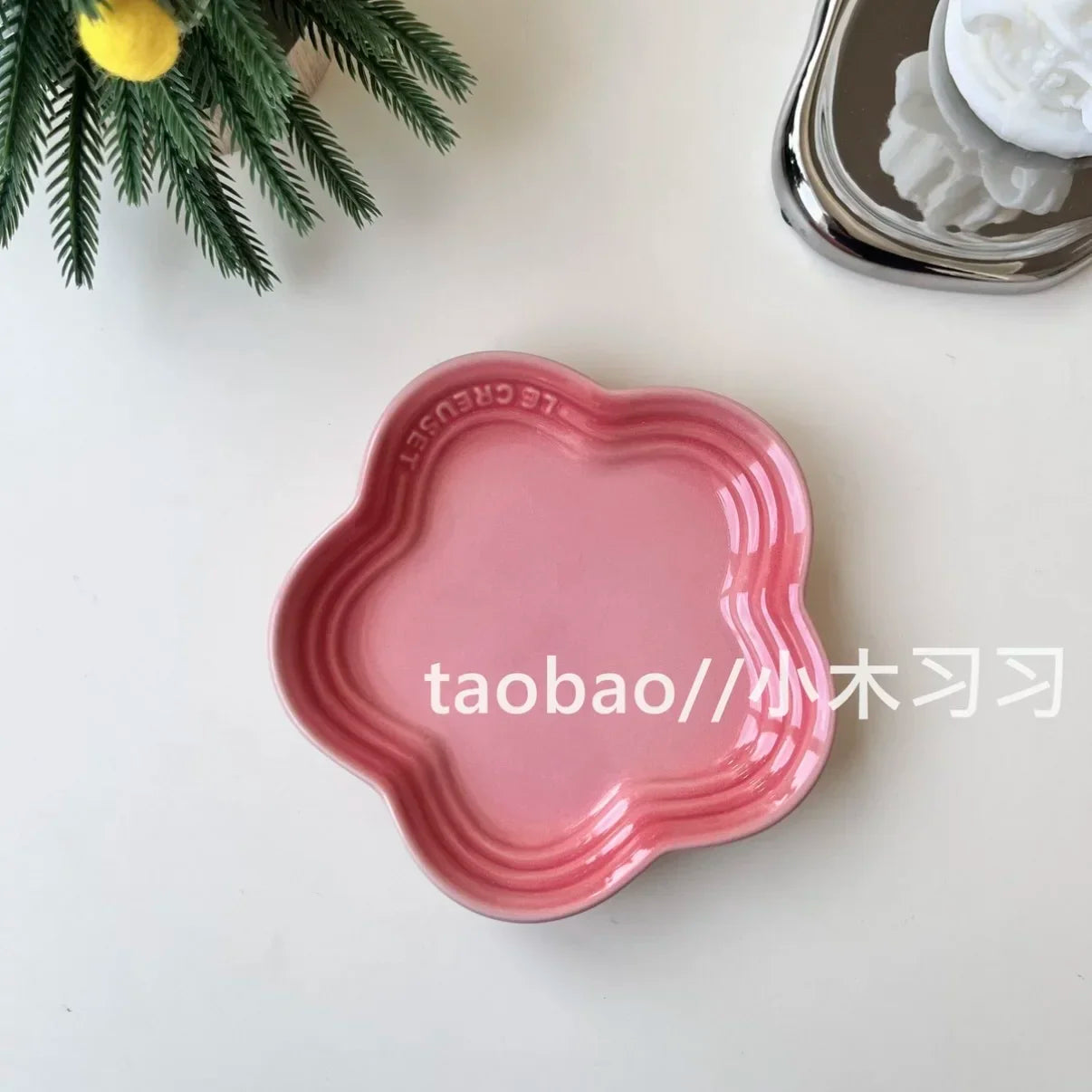 French Flower Shaped Small Plate Colored Ceramic