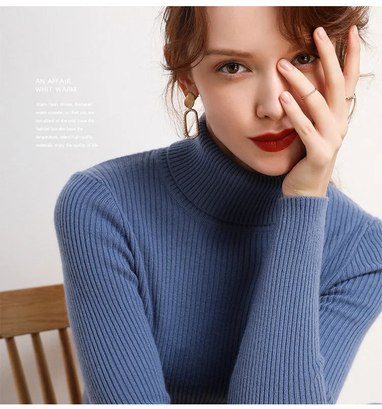 Women Fall Turtleneck Sweater Knitted Soft Pullovers Cashmere Jumpers Basic Soft Sweaters For Women Autumn Winter