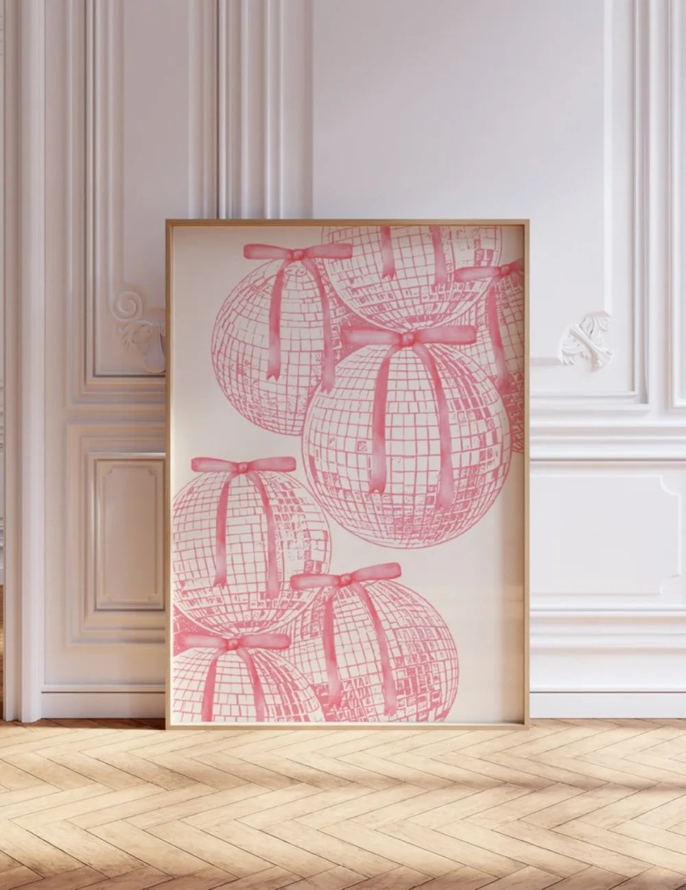 Frameless Pink Wall Art Aesthetic Wall, Pink Bow Girl Poster Fashion Canvas Painting