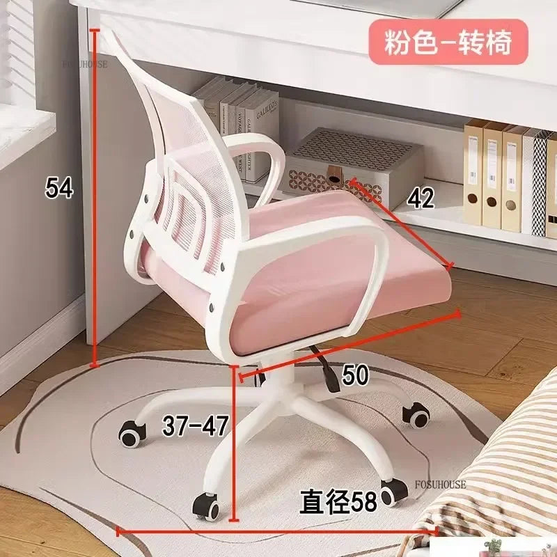 Girl Pink Bookshelf and Bookcase Integrated Study Desk with Storage Gaming Table Modern Office Furniture