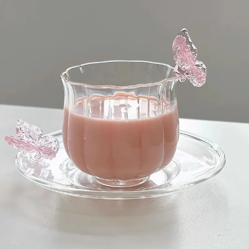 Glass Butterfly Cup Handmade Creative Transparent Tea Cup Heat-Resistant