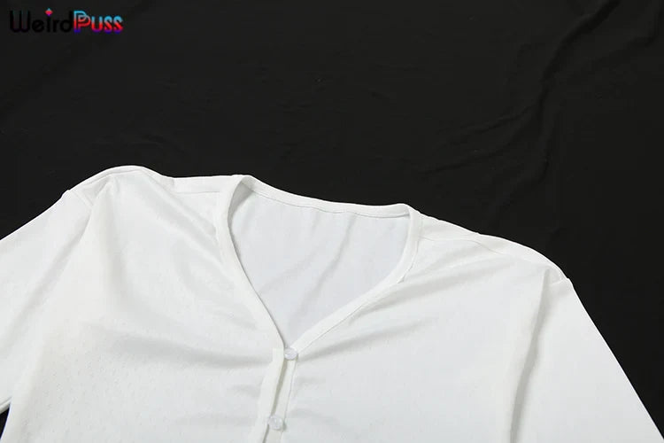 Solid 2 Piece Set Long Sleeve Single Breasted Crop Tops+Ruffles Simple Thin Mini Short Suit