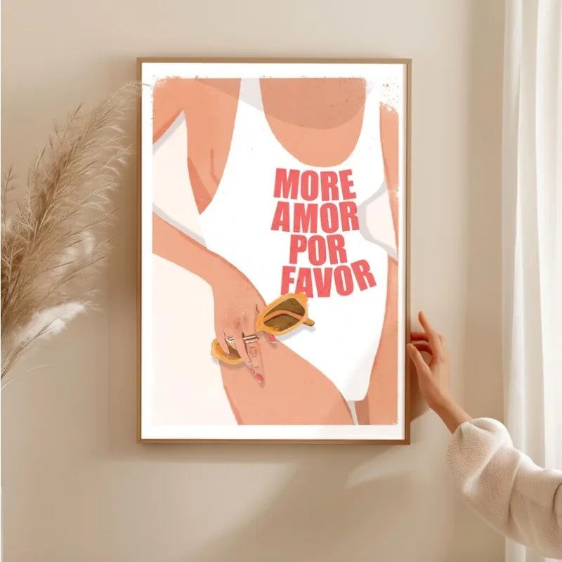 Retro Glam Fashion Magazine Poster Pink Luxury Beauty Makeup Quote Trendy Canvas Painting Wall Art