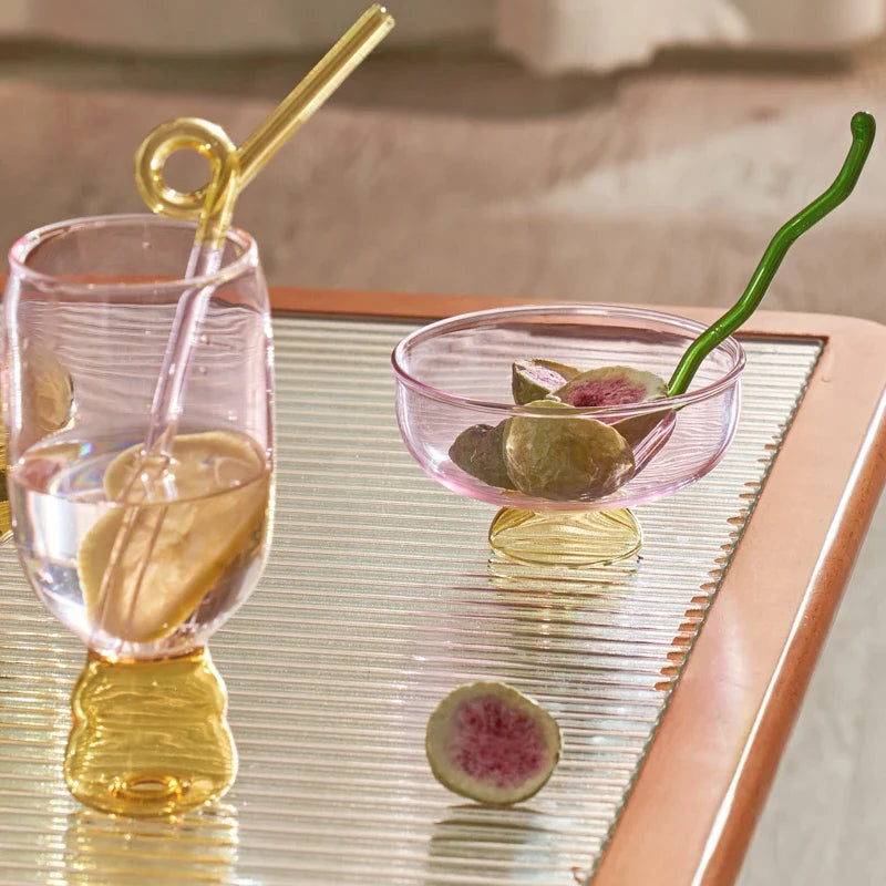 Ice Cream Bowl Glass Bowl for Desserts Colorful Glass Tableware Bowl Heat Resistant Glass 4Inch