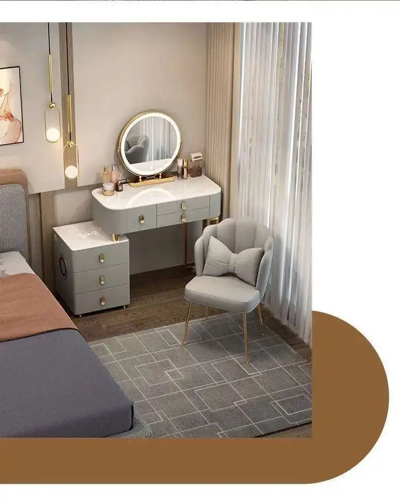 Luxury Shelf Cosmetics Makeup Dressing Table Bedroom Storage Drawers Vanity Table Modern