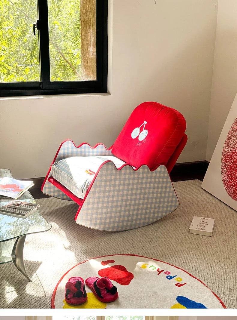 Modern Living Room Chairs Fabric Garden Relax Rocking Chair Lounge Bedroom Comfy Home Furniture