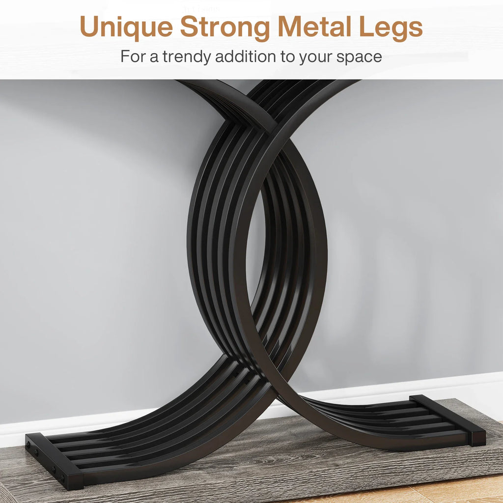 Tribesigns Gold Entryway Table, Modern 39-Inch Console Faux Marble Narrow Wood Sofa with Geometric Metal Legs