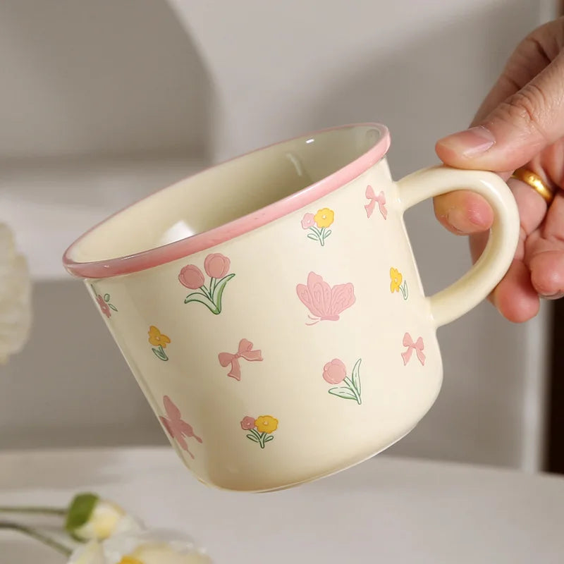 High Appearance Level Cute Style Tulip Flower Cups, Ceramic Mugs