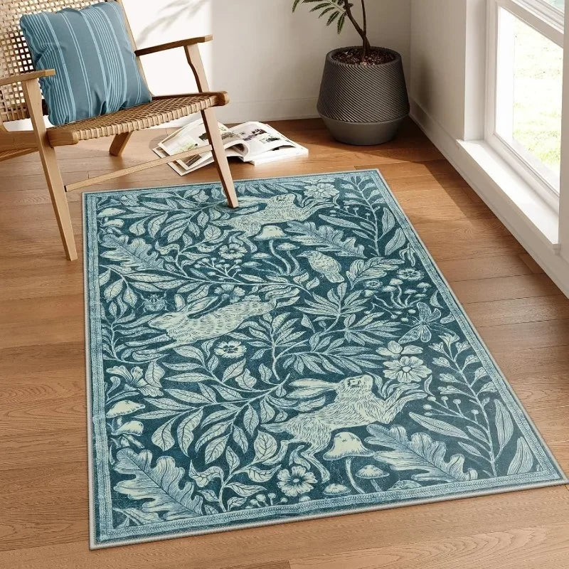 Vintage Print Bedroom Carpets Stain Resistant Floor Mat