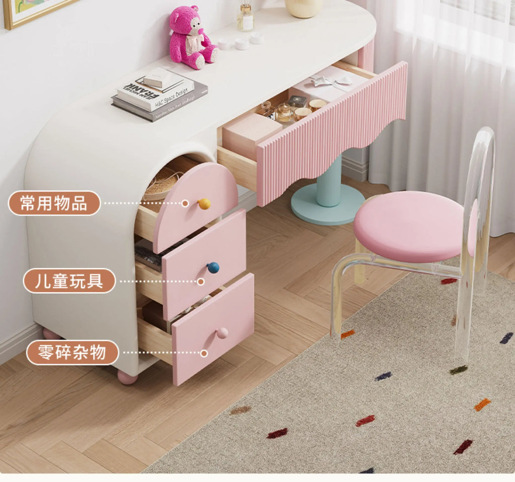 Pink Dresser, Bedroom Dresser, Cream Wind Solid Wood Integrated Chest Cabinet, Makeup Table, Storage Cabinet