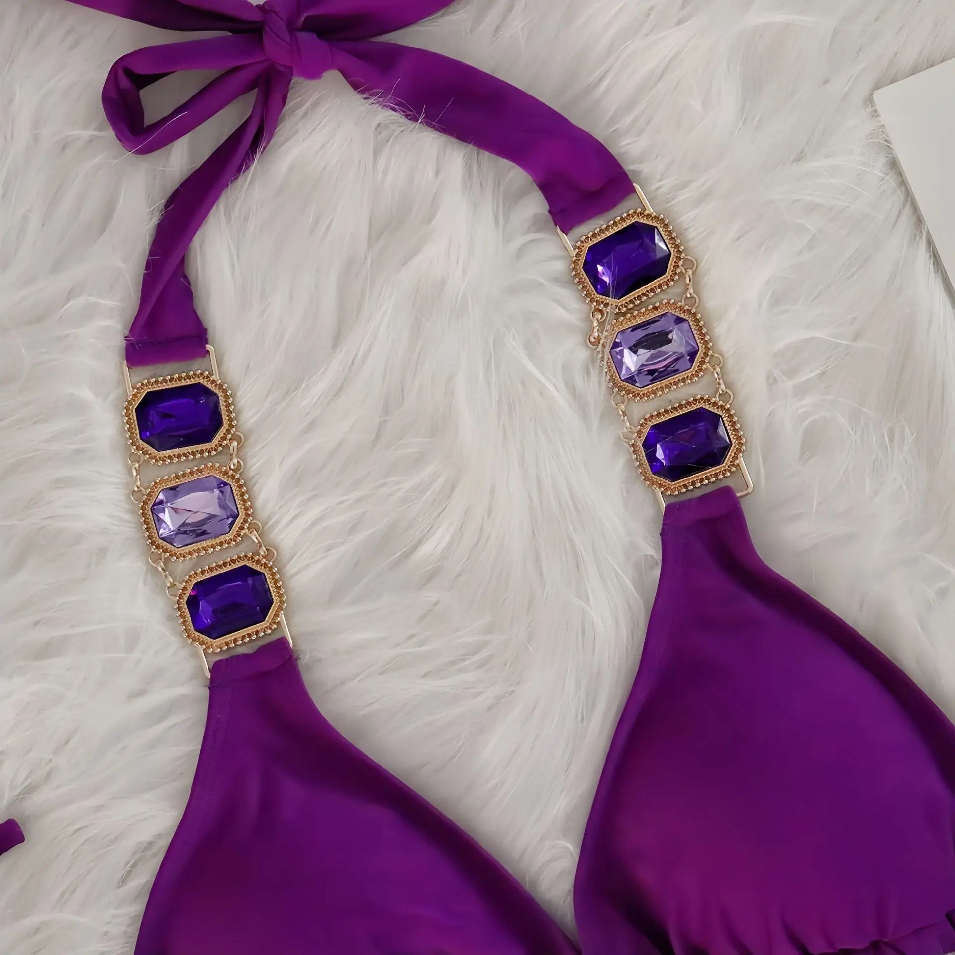 Sexy Rhinestone Bikini Set Women Luxury Pink Crystal Diamond Push Up Bandage Thong Swimsuit