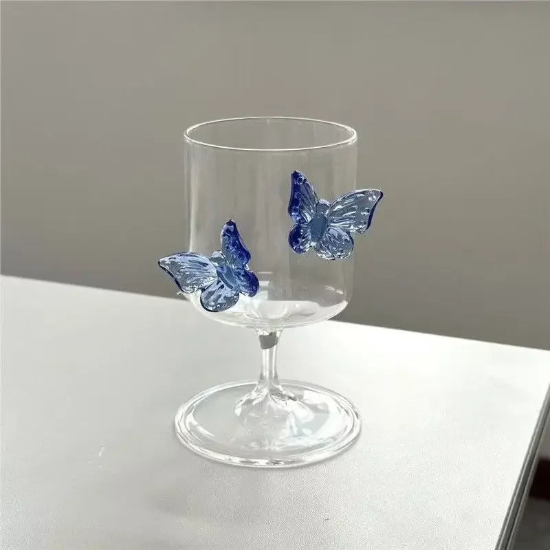 Original High Legged Glass Cup Butterfly Glassware Aesthetic Cup