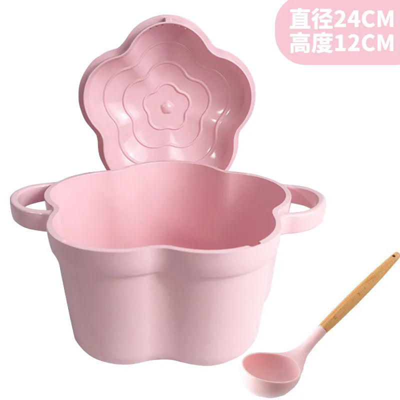 Pink Enamel Dutch Oven Non-Stick Pot Romantic Aesthetic Cooking Enameled Cast Iron Cookware Kitchen