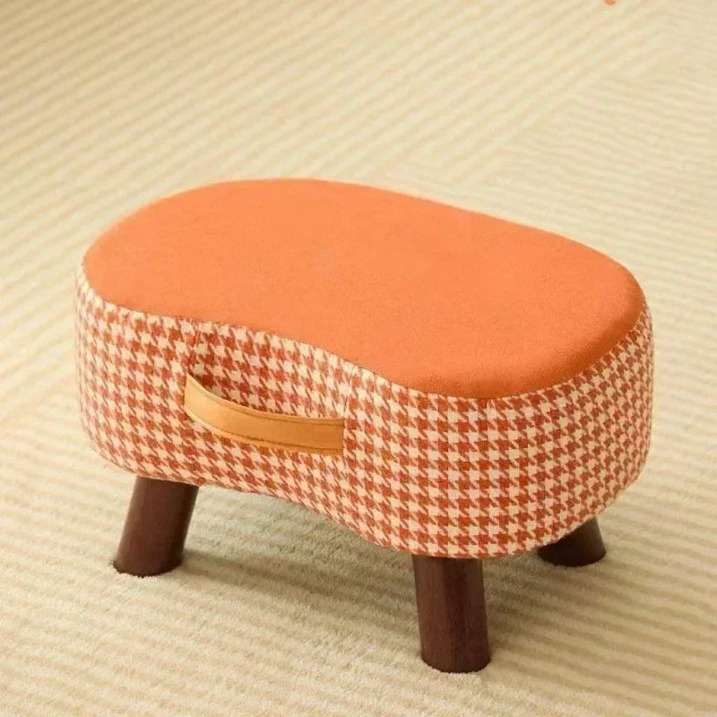 Curved Footstool with Handle Convenient To MoveSofa Small Stool