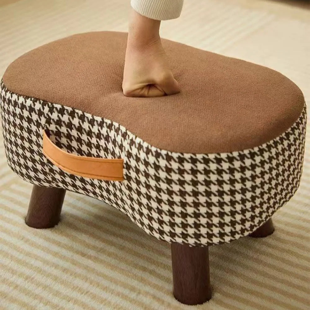 Curved Footstool with Handle Convenient To MoveSofa Small Stool