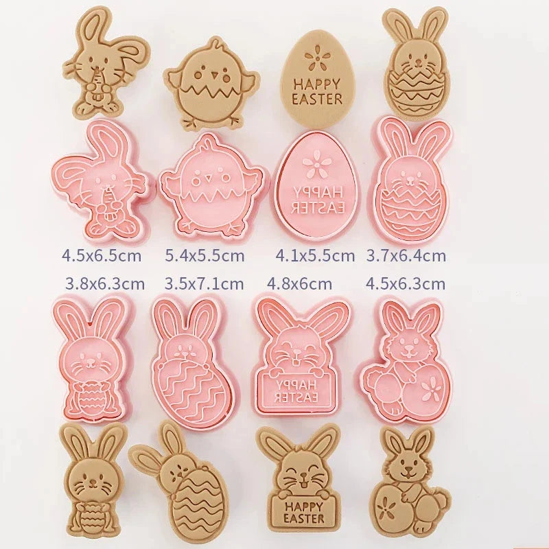 Cookie Cutters Plastic 3D Cute Cartoon Pressable Biscuit Mold Cookie Stamp Kitchen Baking Pastry Bakeware 8 Pcs/set