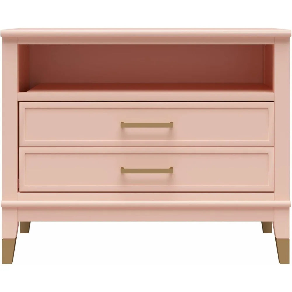 Westerleigh Wide Nightstand, Pale Pink
