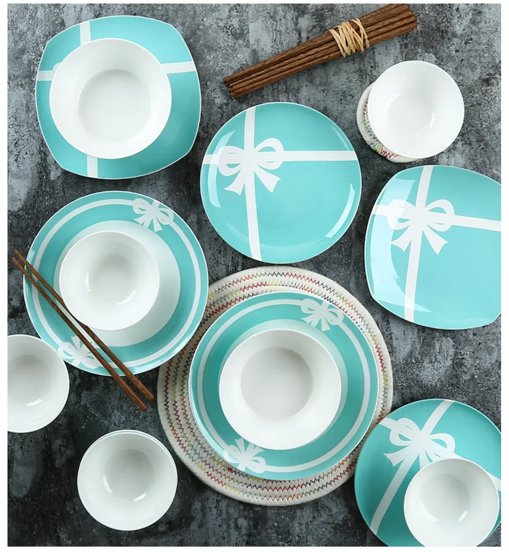 Ceramic Blue Bow Tableware
