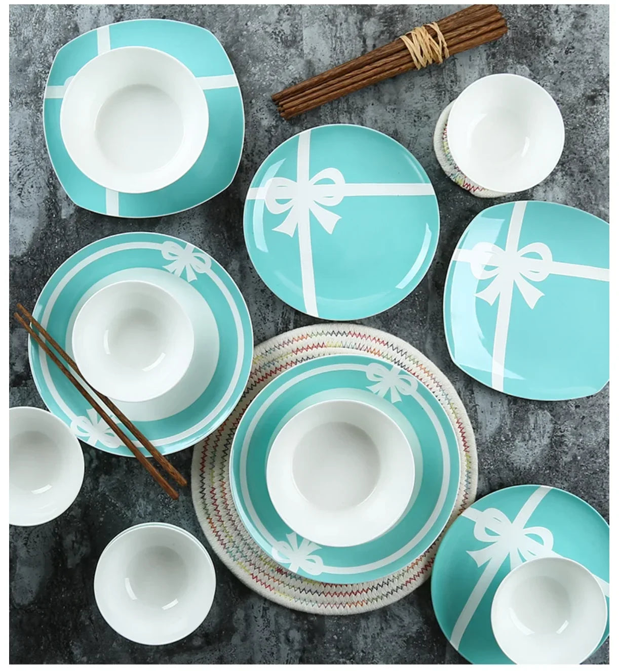 Ceramic Blue Bow Tableware