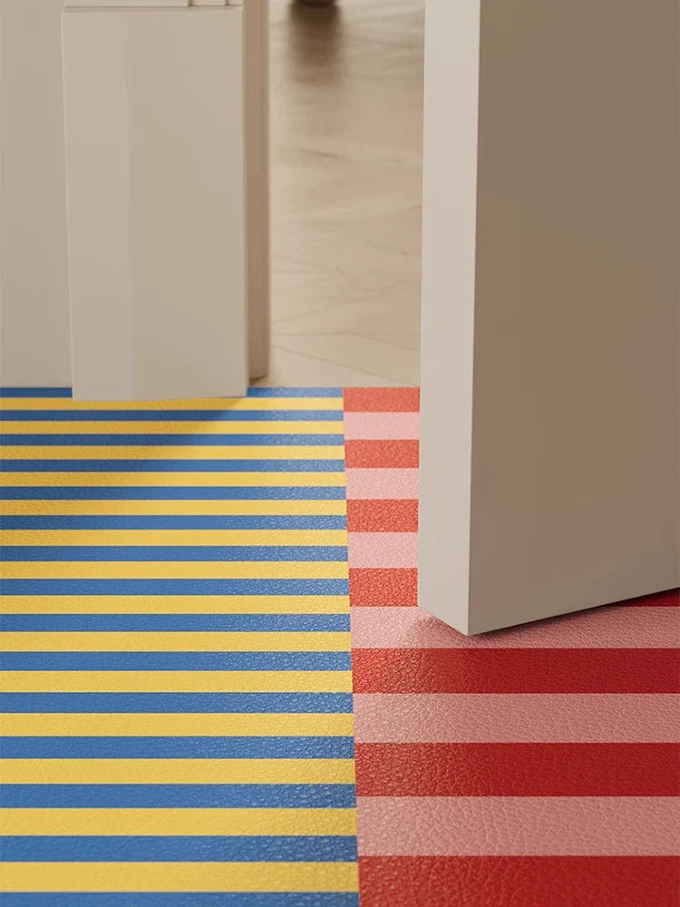 Kitchen Carpet PVC Waterproof and Oil-proof Carpet Easy To Clean Cushioning Rugs Artistic Striped Decorative Carpet Mats