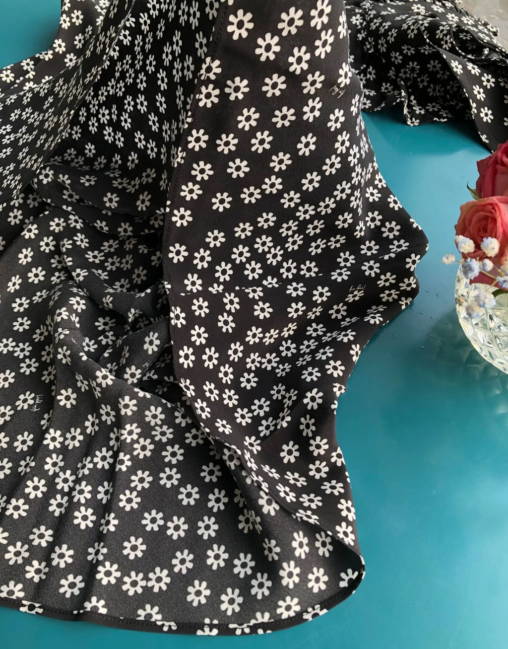 French Daisy Vintage Girl Silk Polka Dots U Neck V Back Sexy Summer Women Long Dress