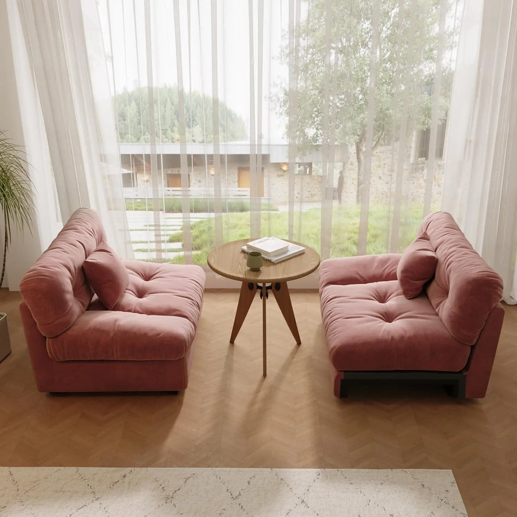 Cloud Modular Sectional Sofa, 105" Scrub Velvet Minimalist Sofa Couch for Living Room, Modern LoveSofa with 2 Pillows 3 Seater