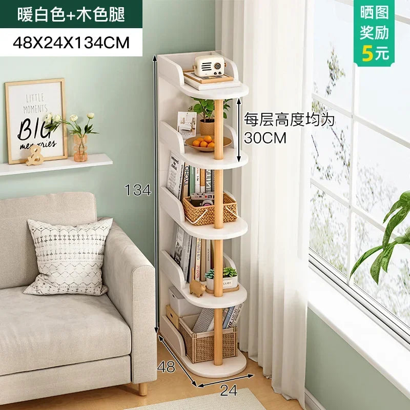 Side Table Ultra Narrow Book Shelf Creative Shelves Sofa Side Rack Bookcase