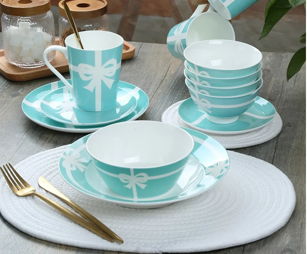 Ceramic Blue Bow Tableware